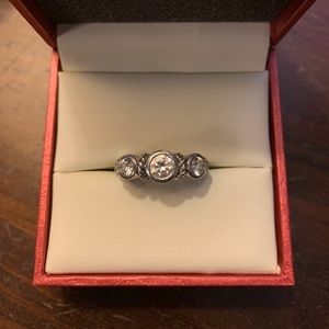 Judith Ripka 925 stamped 3-stone ring